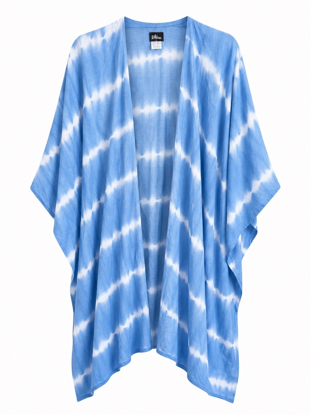 NWT Ellian Blue Tie-Dye Open-Front Kimono / Beach Cover-Up One Size